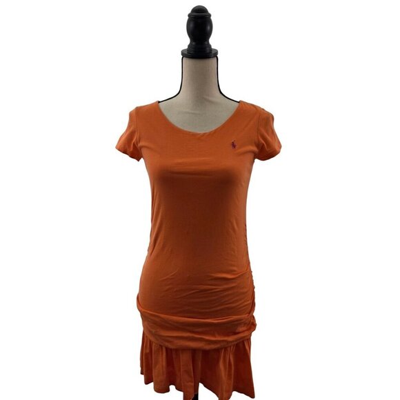 Ralph Lauren Pony Girls Drop Waist Orange Short Sleeve Dress – Size XL** - Picture 1 of 16